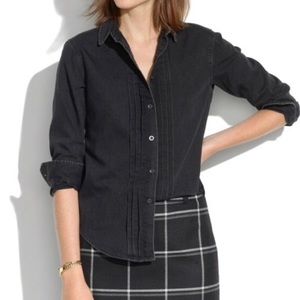 Madewell black chambray pintuck button up XS